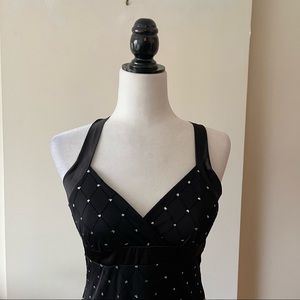 Vintage 90s Y2K black semi formal halter dress slip dress glitter